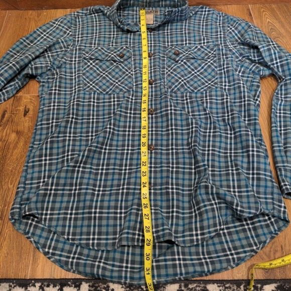Duluth Mens Free Swingin Wicking Flannel Shirt Size L Blue Button LS Lightweight - Picture 12 of 14